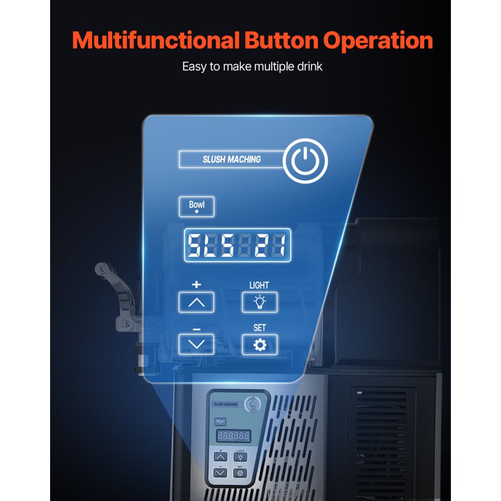 VEVOR Commercial Slushy Machine, 3L Single Tank Frozen Drink Machine, 12 Cups Stainless Steel Margarita Smoothie Frozen Drink Maker, Slushie Maker for Home Party Restaurants Cafe Bars