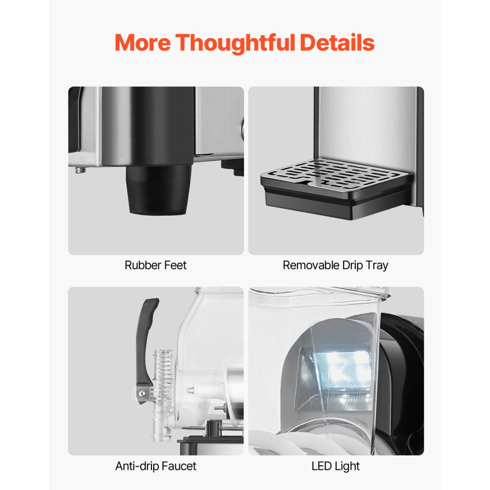 VEVOR Commercial Slushy Machine, 4L Single Tank Frozen Drink Machine, 16 Cups Stainless Steel Margarita Smoothie Frozen Drink Maker, Slushie Maker for Home Party Restaurants Cafe Bars
