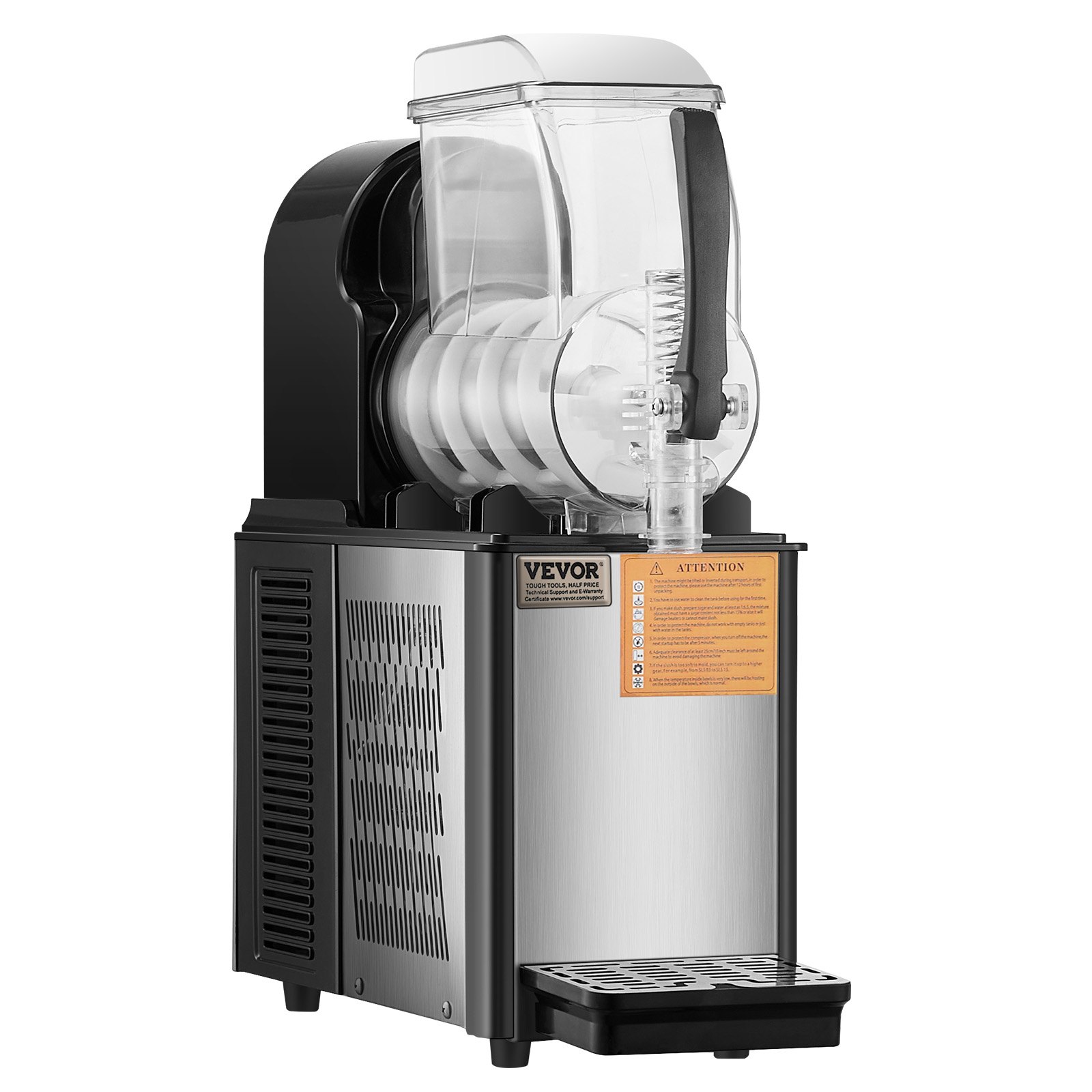 VEVOR Commercial Slushy Machine, 4L Single Tank Frozen Drink Machine, 16 Cups Stainless Steel Margarita Smoothie Frozen Drink Maker, Slushie Maker for Home Party Restaurants Cafe Bars