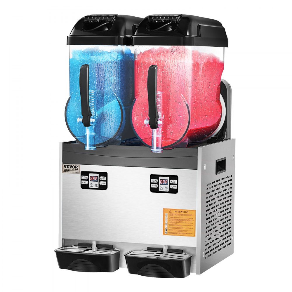VEVOR Commercial Slushy Machine, 12Lx2 Double Tank Frozen Drink Machine, 96 Cups Stainless Steel Margarita Smoothie Frozen Drink Maker, Slushie Maker for Home Party Restaurants Cafe Bars