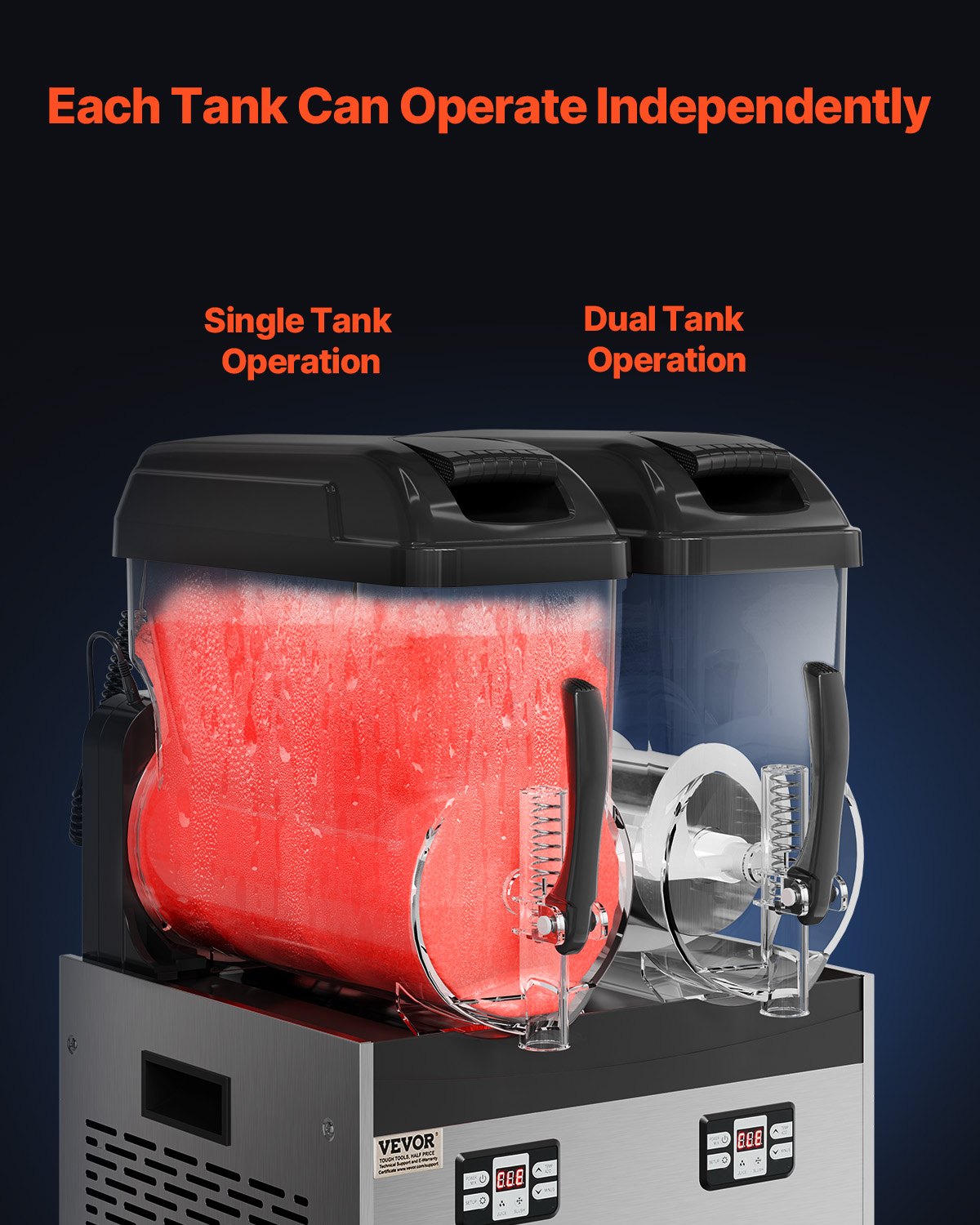 VEVOR Commercial Slushy Machine, 12Lx2 Double Tank Frozen Drink Machine, 96 Cups Stainless Steel Margarita Smoothie Frozen Drink Maker, Slushie Maker for Home Party Restaurants Cafe Bars