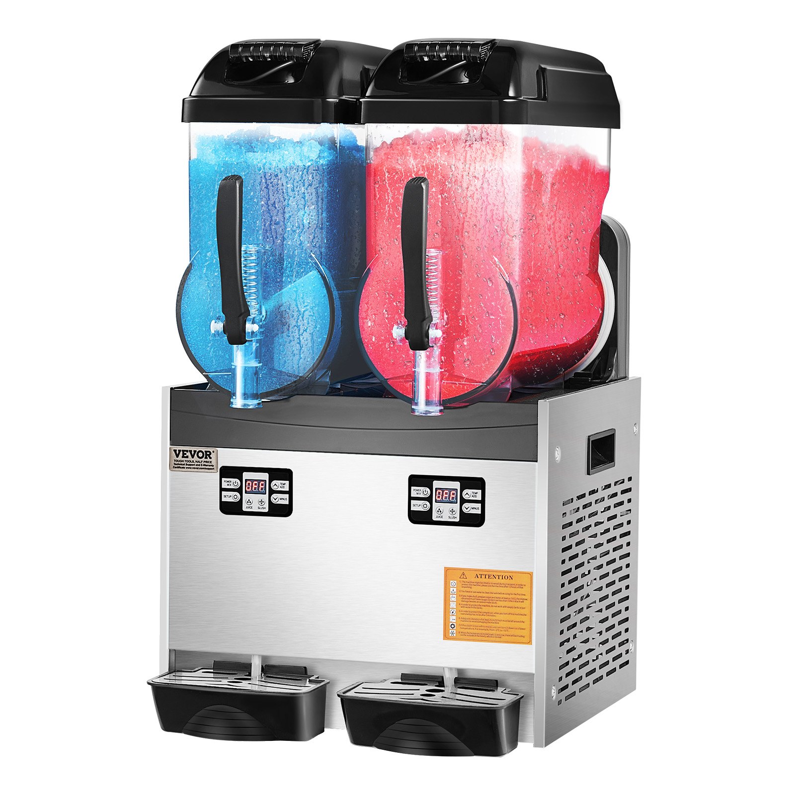 VEVOR Commercial Slushy Machine, 12Lx2 Double Tank Frozen Drink Machine, 96 Cups Stainless Steel Margarita Smoothie Frozen Drink Maker, Slushie Maker for Home Party Restaurants Cafe Bars