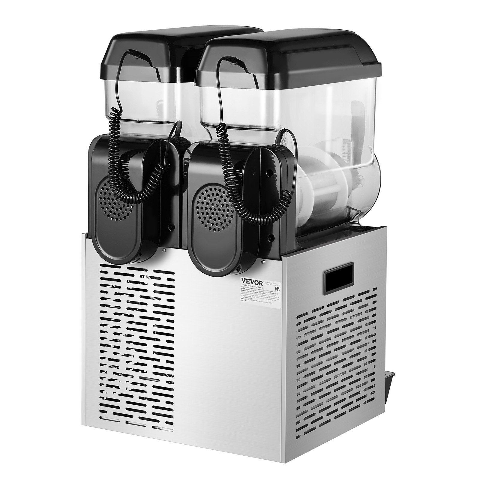 VEVOR Commercial Slushy Machine, 12Lx2 Double Tank Frozen Drink Machine, 96 Cups Stainless Steel Margarita Smoothie Frozen Drink Maker, Slushie Maker for Home Party Restaurants Cafe Bars