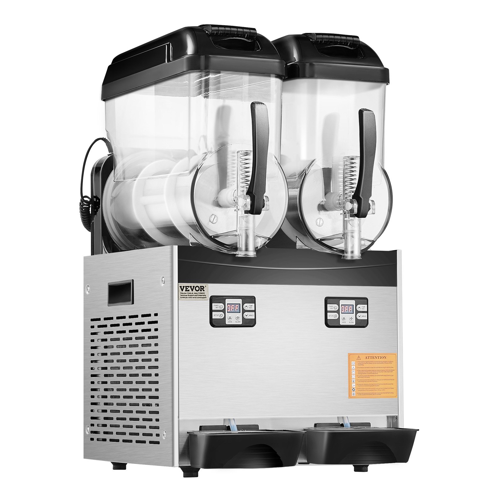 VEVOR Commercial Slushy Machine, 12Lx2 Double Tank Frozen Drink Machine, 96 Cups Stainless Steel Margarita Smoothie Frozen Drink Maker, Slushie Maker for Home Party Restaurants Cafe Bars