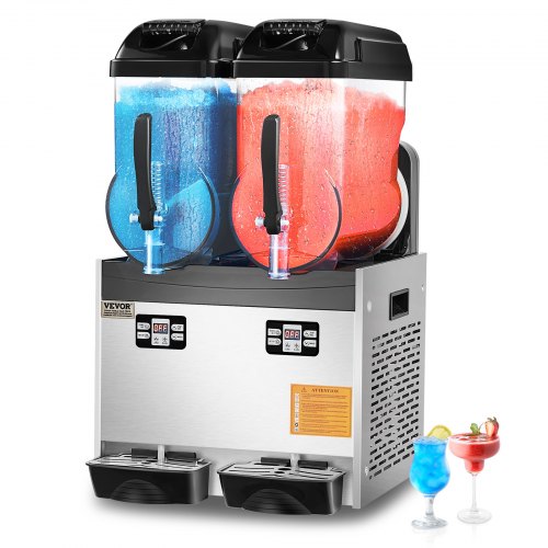 VEVOR Commercial Slushy Machine, 12Lx2 Double Tank Frozen Drink