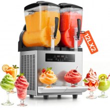 VEVOR Commercial Slushy Machine, 12Lx2 Double Tank Frozen Drink Machine, 96 Cups Stainless Steel Margarita Smoothie Frozen Drink Maker, Slushie Maker for Home Party Restaurants Cafe Bars