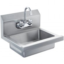 VEVOR 17"x12.8" Commercial Hand Wash Sink Wall Mount Basin Stainless Steel NSF