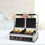 VEVOR Commercial Panini Grill, 3600W Electric Sandwich Panini Maker, Stainless Steel Double Sandwichs Press with Handle and Temp Control, 19x9 in Full Grooved Enamel Plate, for Hamburger Steak Bacon