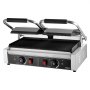 VEVOR Commercial Panini Grill, 3600W Electric Sandwich Panini Maker, Stainless Steel Double Sandwichs Press with Handle and Temp Control, 19x9 in Full Grooved Enamel Plate, for Hamburger Steak Bacon