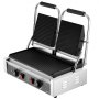 VEVOR Commercial Panini Grill, 3600W Electric Sandwich Panini Maker, Stainless Steel Double Sandwichs Press with Handle and Temp Control, 19x9 in Full Grooved Enamel Plate, for Hamburger Steak Bacon