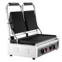 VEVOR Commercial Panini Grill, 3600W Electric Sandwich Panini Maker, Stainless Steel Double Sandwichs Press with Handle and Temp Control, 19x9 in Full Grooved Enamel Plate, for Hamburger Steak Bacon