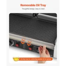 Commercial Panini Press Grill Electric Sandwich Maker Griddle Plate 19x9in