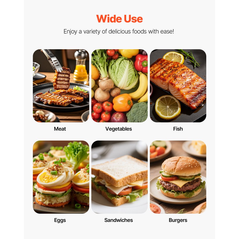 VEVOR Commercial Panini Grill, 3600W Electric Sandwich Panini Maker, Stainless Steel Double Sandwich Press, Panini Grill Temp Control, 48x23cm Full Grooved Enamel Plate, for Hamburger Steak Bacon