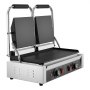 VEVOR Commercial Panini Grill, 3600W Electric Sandwich Panini Maker, Stainless Steel Double Sandwichs Press with Handle and Temp Control, 19x9 in Full Flat Enamel Plate, for Hamburger Steak Bacon