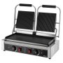VEVOR Commercial Panini Grill, 3600W Electric Sandwich Panini Maker, Stainless Steel Double Sandwichs Press Grill with Handle and Temp Control, 19x9 in Flat Enamel Plate for Hamburger Steak Bacon
