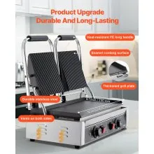 Commercial Panini Press Grill Electric Sandwich Maker Griddle Plate 19x9in