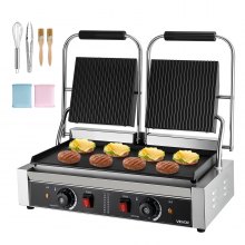 Commercial Panini Press Grill Electric Sandwich Maker Griddle Plate 19x9in