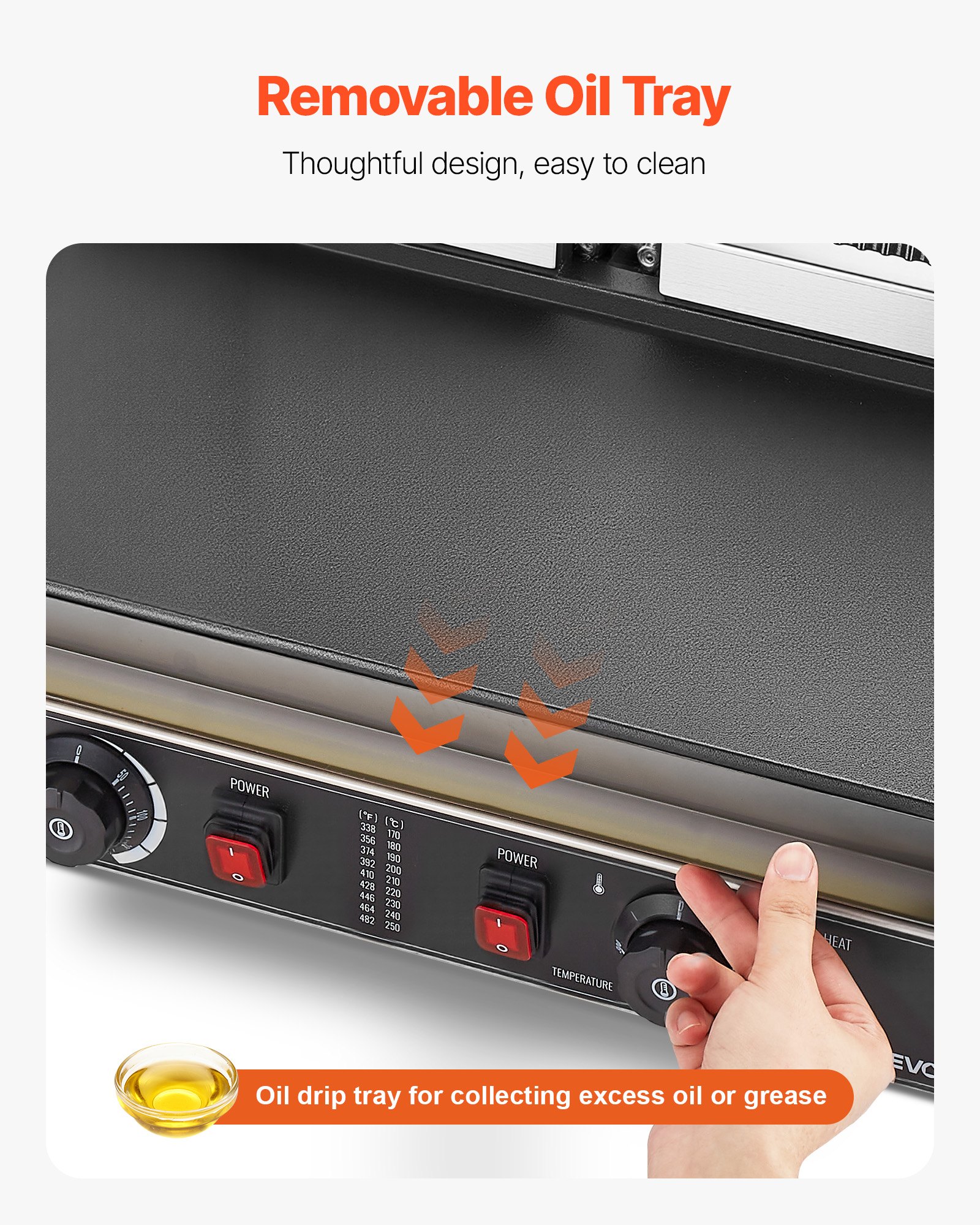 VEVOR Commercial Panini Grill, 3600W Electric Sandwich Panini Maker, Stainless Steel Double Sandwich Press Grill, Panini Grill with Temp Control, 48x23cm Flat Enamel Plate for Hamburger Steak Bacon