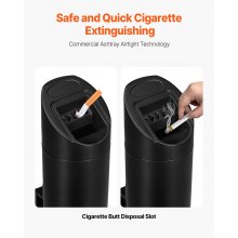 VEVOR Cigarette Butt Receptacle Stainless Steel Wall Mounted Disposal Black