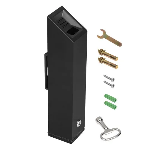 VEVOR Cigarette Butt Receptacle, Stainless Steel Cuboid Cigarette Butt Container, Wall Mounted and Weatherproof Outdoor Cigarette Butt Disposal for Garden, Office, Restaurant, Hotel, Bar, Black