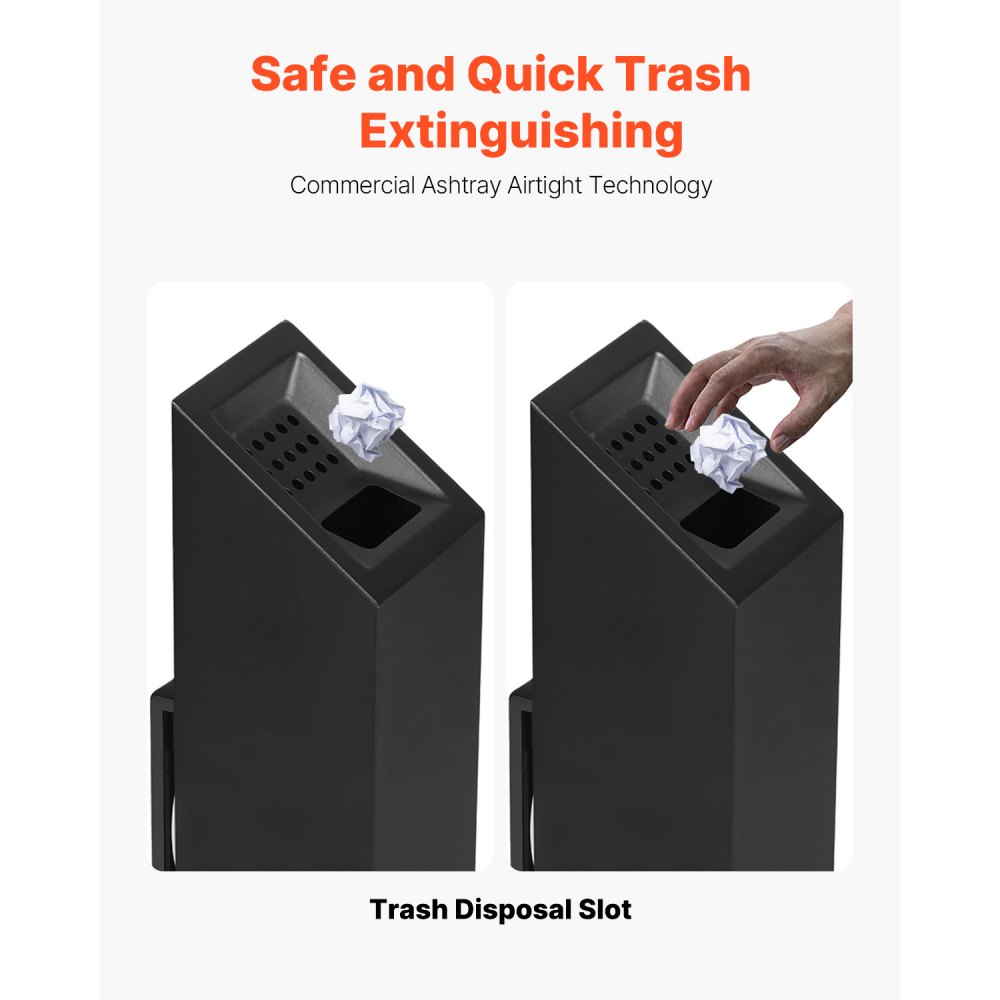 VEVOR Cigarette Butt Receptacle, Stainless Steel Cuboid Cigarette Butt Container, Wall Mounted and Weatherproof Outdoor Cigarette Butt Disposal for Garden, Office, Restaurant, Hotel, Bar, Black