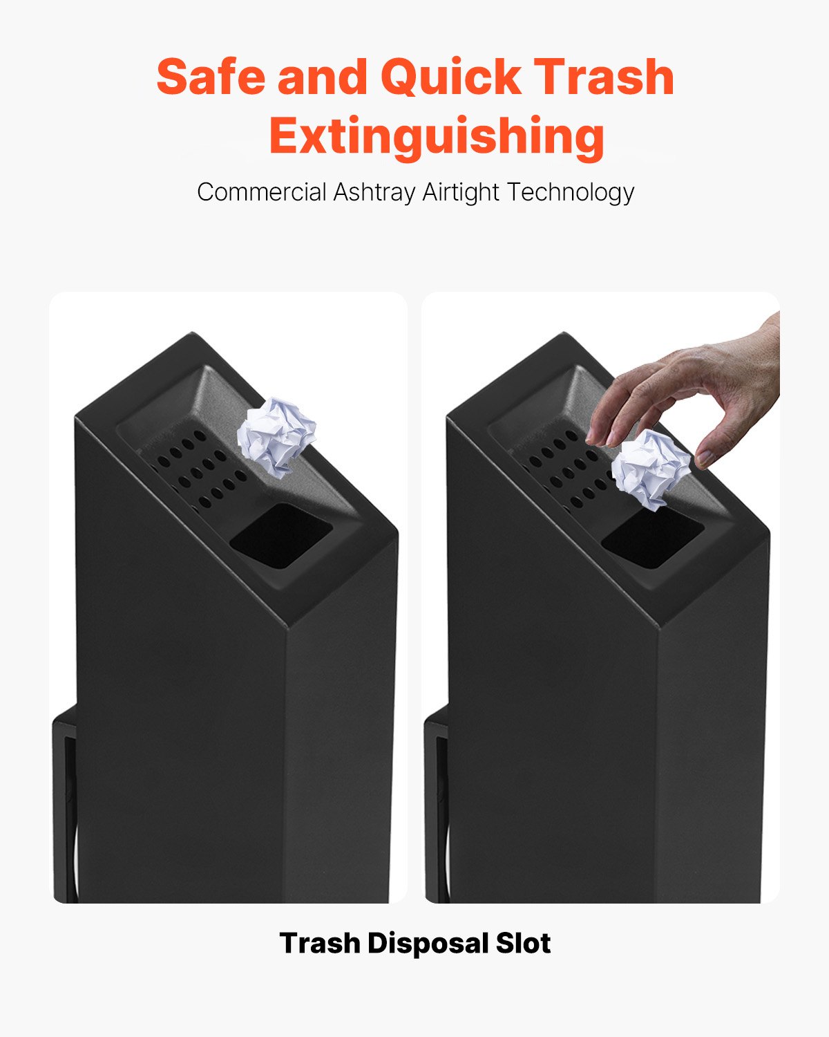 VEVOR Cigarette Butt Receptacle, Stainless Steel Cuboid Cigarette Butt Container, Wall Mounted and Weatherproof Outdoor Cigarette Butt Disposal for Garden, Office, Restaurant, Hotel, Bar, Black