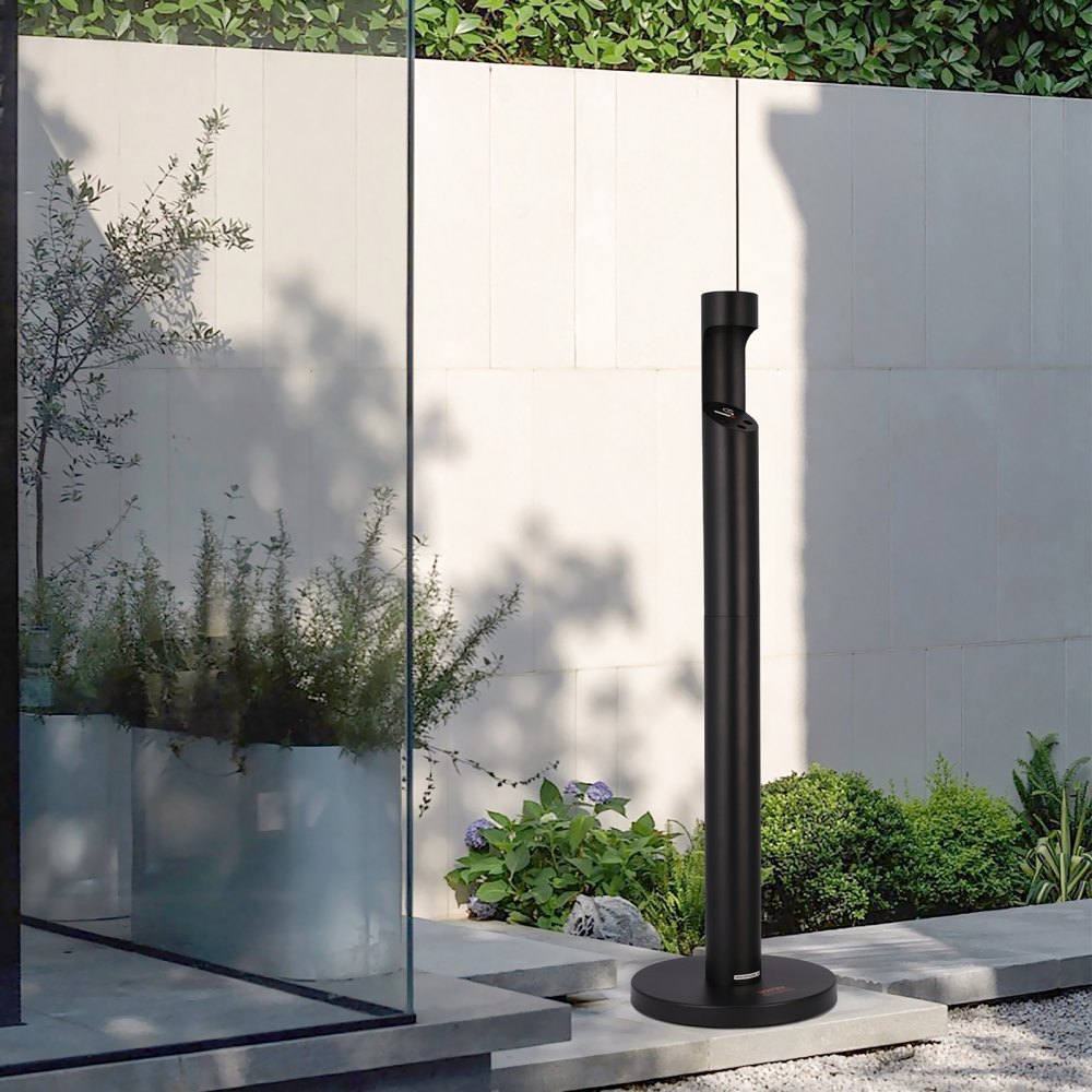 VEVOR Cigarette Butt Receptacle, Commercial Cylinder Cigarette Butt Container, Freestanding and Weatherproof Outdoor Cigarette Butt Disposal for Garden, Office, Restaurant, Hotel, Bar, Patio, Black