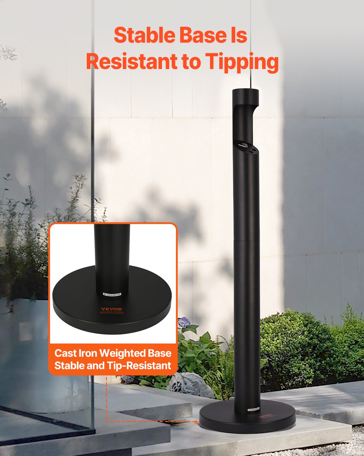 VEVOR Cigarette Butt Receptacle, Commercial Cylinder Cigarette Butt Container, Freestanding and Weatherproof Outdoor Cigarette Butt Disposal for Garden, Office, Restaurant, Hotel, Bar, Patio, Black