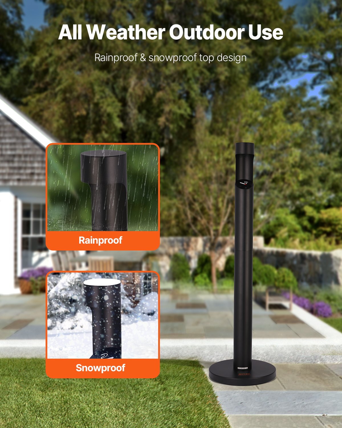 VEVOR Cigarette Butt Receptacle, Commercial Cylinder Cigarette Butt Container, Freestanding and Weatherproof Outdoor Cigarette Butt Disposal for Garden, Office, Restaurant, Hotel, Bar, Patio, Black