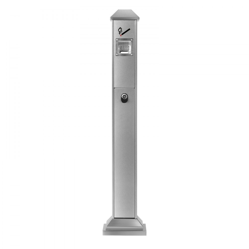 VEVOR Cigarette Butt Receptacle, Square Cigarette Butt Container with 4 Disposal Openings & Top Cover, Stainless Steel Outdoor Cigarette Butt Disposal for Garden, Office, Restaurant, Hotel, Silver