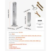 VEVOR Cigarette Butt Receptacle with 4 Disposal Openings Stainless Steel Silver