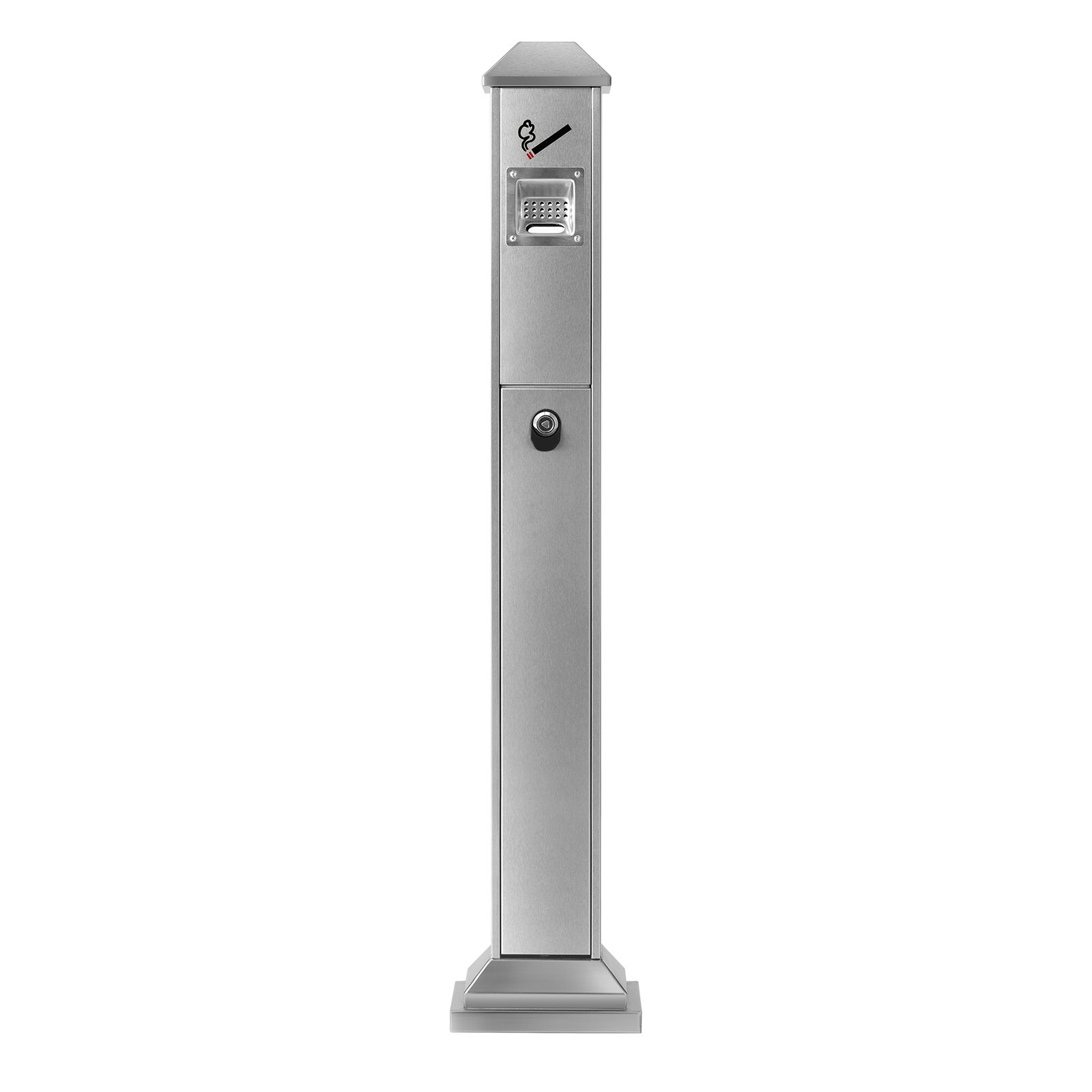 VEVOR Cigarette Butt Receptacle, Square Cigarette Butt Container with 4 Disposal Openings & Top Cover, Stainless Steel Outdoor Cigarette Butt Disposal for Garden, Office, Restaurant, Hotel, Silver