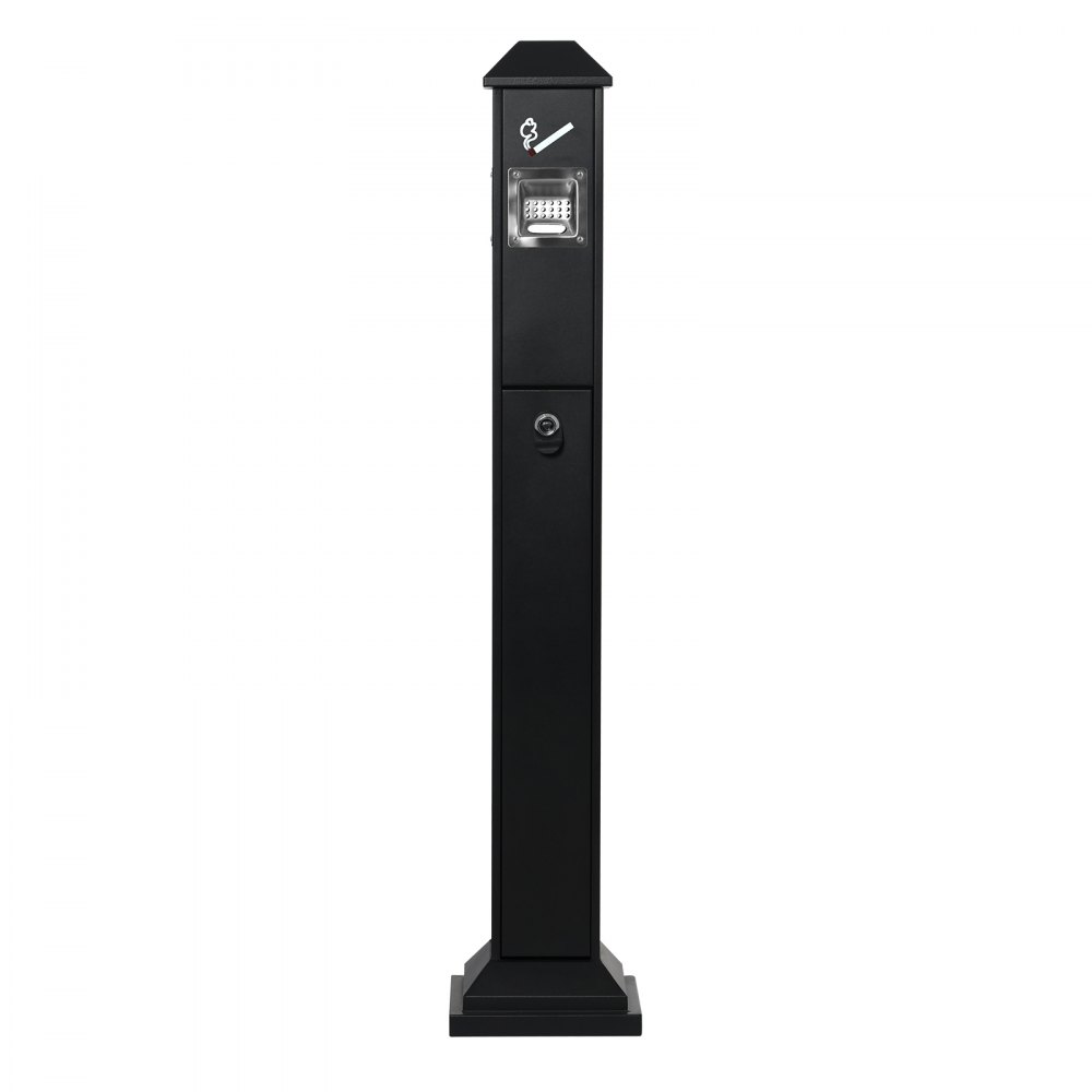 VEVOR Cigarette Butt Receptacle, Weatherproof Cigarette Butt Container with 4 Disposal Openings  & Top Cover, Freestanding Outdoor Cigarette Butt Disposal for Garden, Office, Restaurant, Hotel, Black