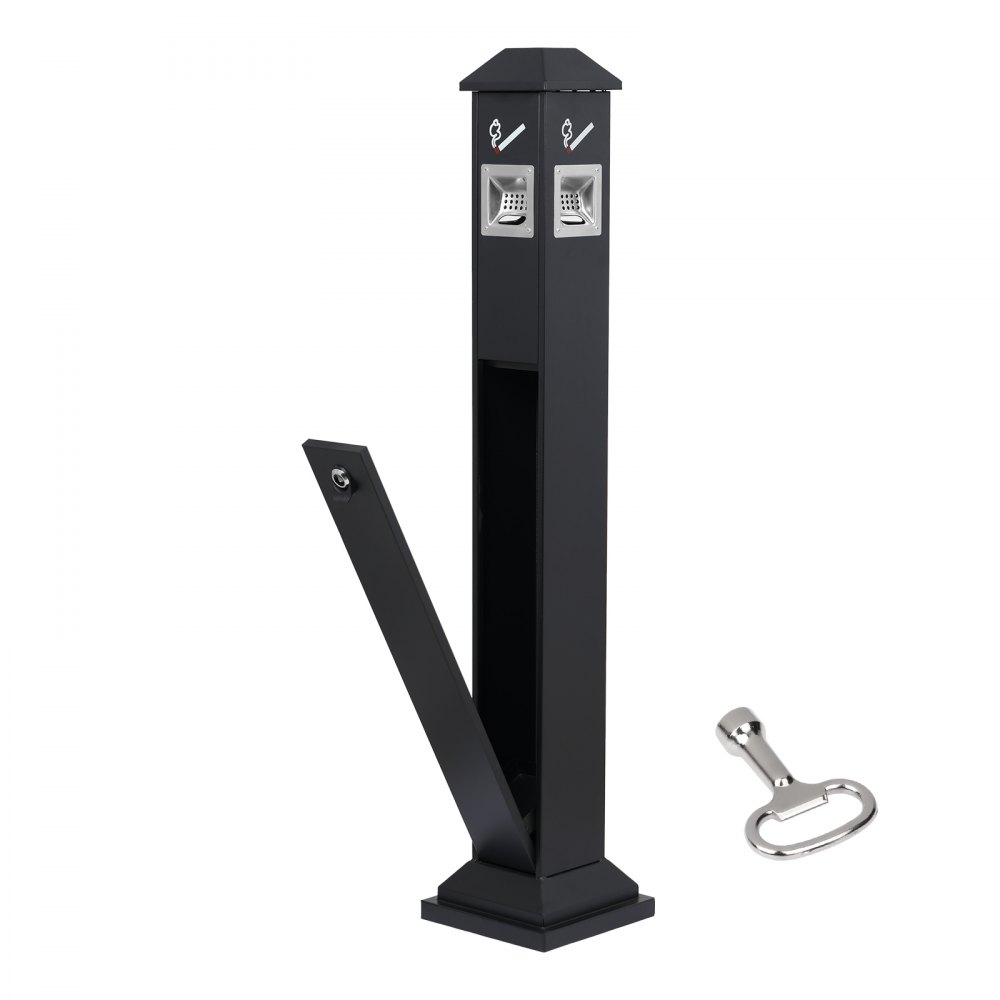 VEVOR Cigarette Butt Receptacle, Weatherproof Cigarette Butt Container with 4 Disposal Openings  & Top Cover, Freestanding Outdoor Cigarette Butt Disposal for Garden, Office, Restaurant, Hotel, Black