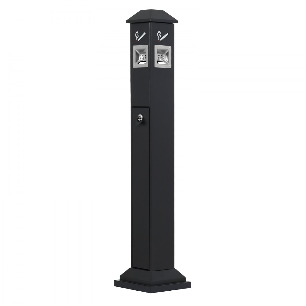 VEVOR Cigarette Butt Receptacle, Weatherproof Cigarette Butt Container with 4 Disposal Openings  & Top Cover, Freestanding Outdoor Cigarette Butt Disposal for Garden, Office, Restaurant, Hotel, Black