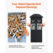 VEVOR Cigarette Butt Receptacle with 4 Disposal Openings Butt Disposal Black