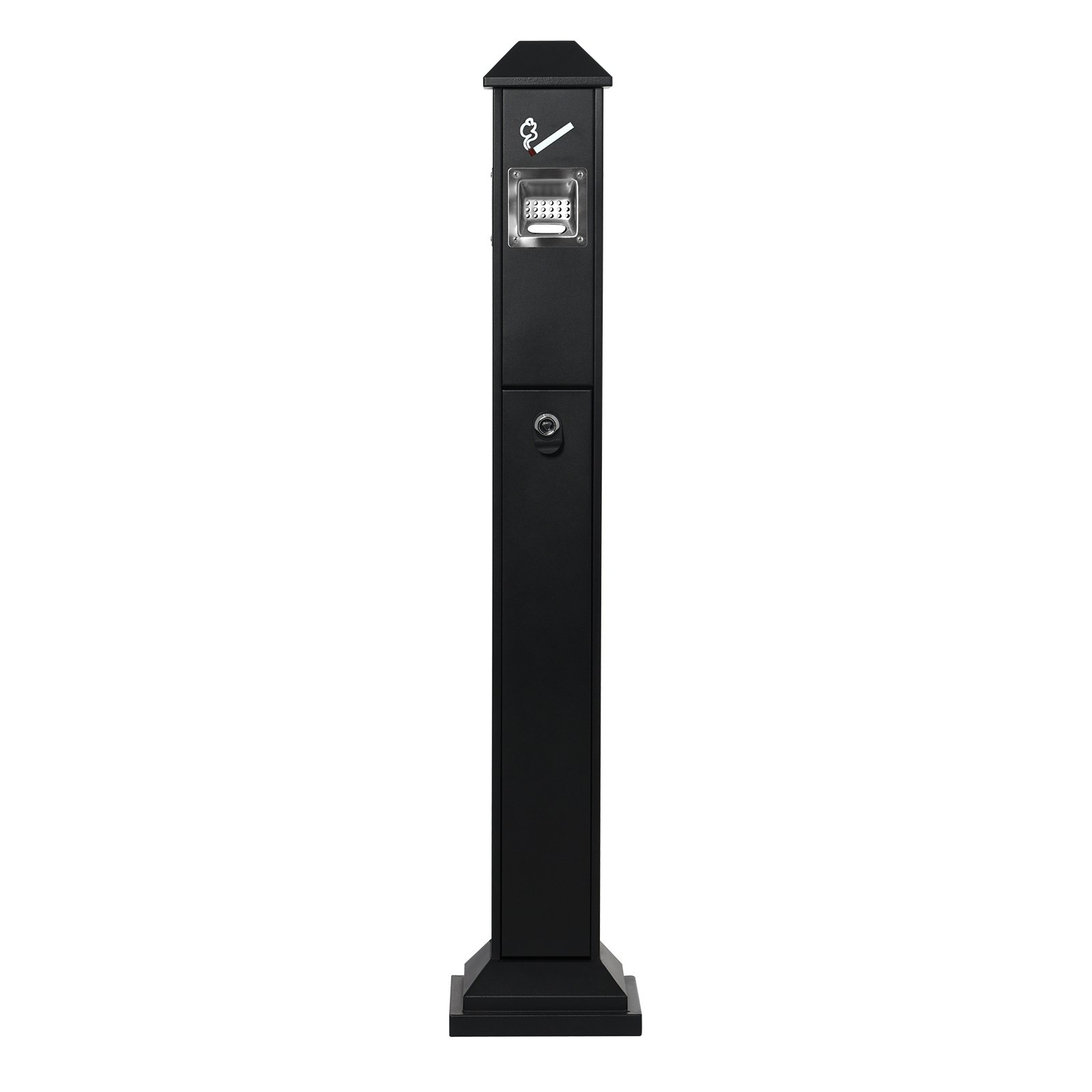 VEVOR Cigarette Butt Receptacle, Weatherproof Cigarette Butt Container with 4 Disposal Openings  & Top Cover, Freestanding Outdoor Cigarette Butt Disposal for Garden, Office, Restaurant, Hotel, Black