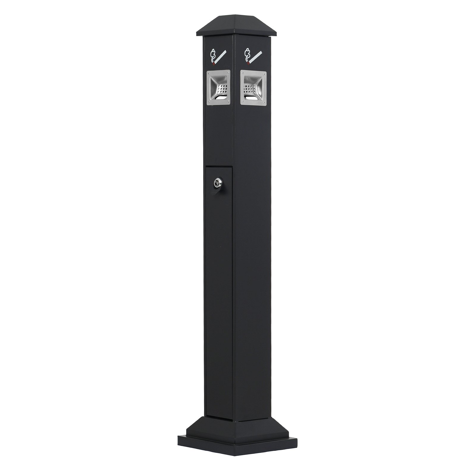 VEVOR Cigarette Butt Receptacle, Weatherproof Cigarette Butt Container with 4 Disposal Openings  & Top Cover, Freestanding Outdoor Cigarette Butt Disposal for Garden, Office, Restaurant, Hotel, Black