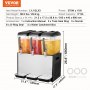 VEVOR Commercial Beverage Dispenser, 3 Tanks 12 L Per Tank Juice Dispenser, 370W Stainless Steel Ice Tea Drink Machine with 45°F-54°F Cooling Temperature, for Cold Drink Restaurant Bar Party