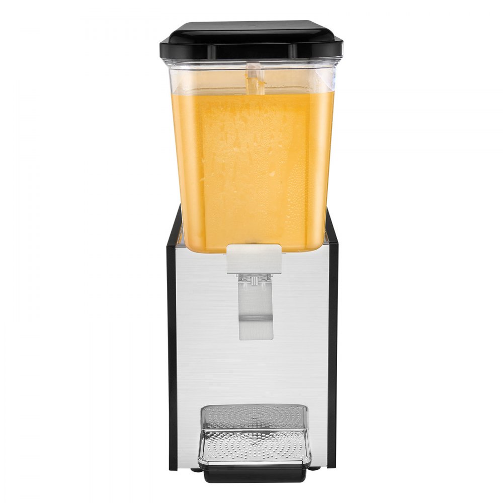 VEVOR Commercial Beverage Dispenser, 18 L Juice Dispenser, 300W 304 Stainless Steel Food Grade Ice Tea Drink Machine with 7℃-12℃ Cooling Temperature, for Cold Drink Restaurant Bar Party