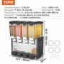 VEVOR Commercial Beverage Dispenser, 4 Tanks 10 L Per Tank Juice Dispenser, 430W Stainless Steel Ice Tea Drink Machine with 45°F-54°F Cooling Temperature, for Cold Drink Restaurant Bar Party