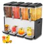 VEVOR Commercial Beverage Dispenser 12L x 4 Tanks Cold Juice Ice Drink Dispenser