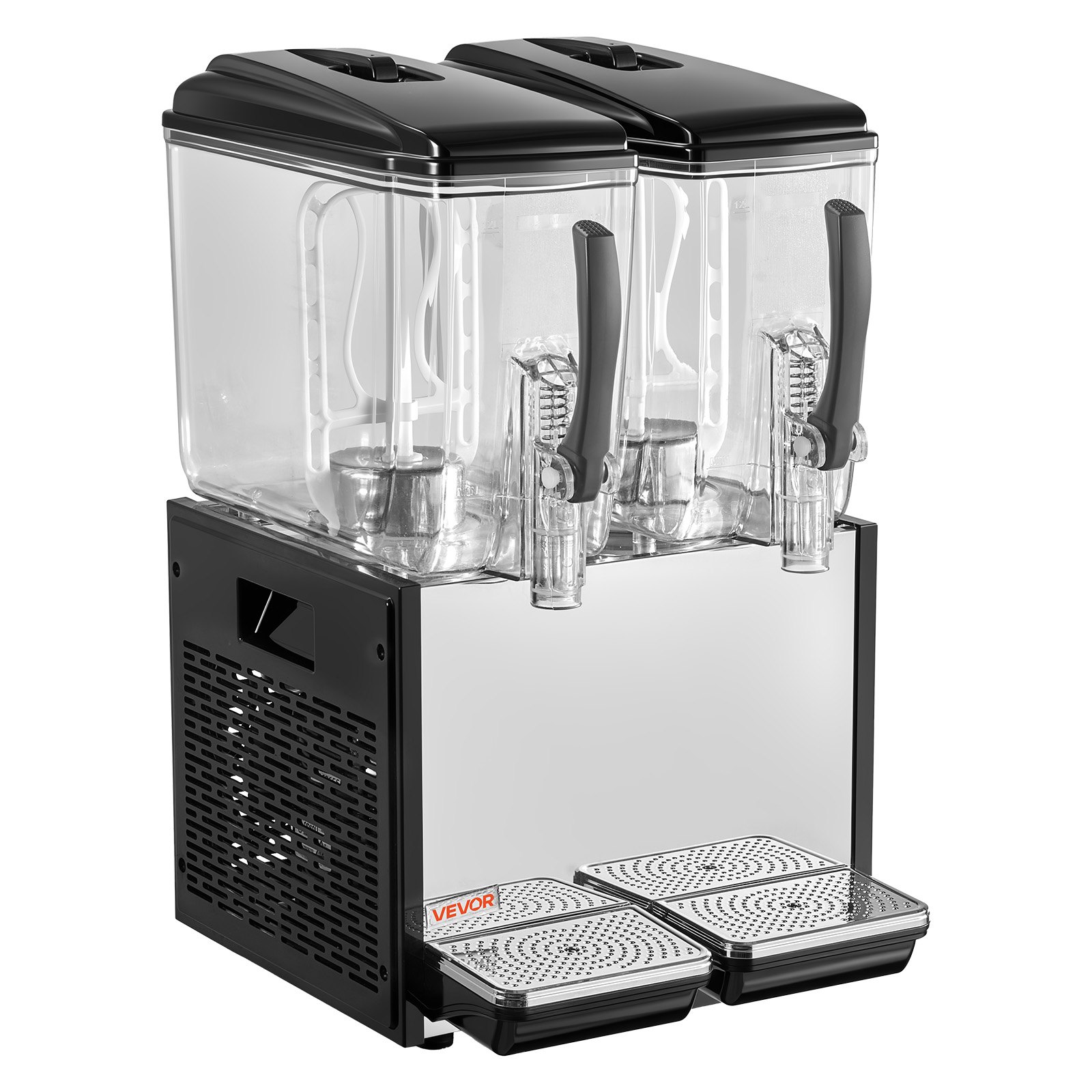 VEVOR Commercial Beverage Dispenser 2 Tanks 12 L / 12.7 QT Per Tank, Stainless Steel Juice Dispenser, Ice Tea Drink Machine with 45℉ to 54℉ Cooling Temperature, for Cold Drink Restaurant Bar Party