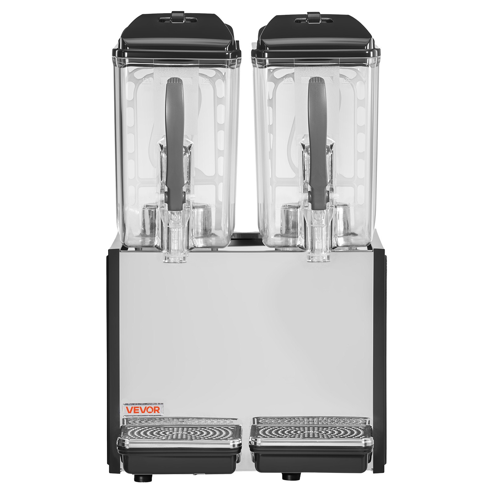 VEVOR Commercial Beverage Dispenser 2 Tanks 12 L / 12.7 QT Per Tank, Stainless Steel Juice Dispenser, Ice Tea Drink Machine with 45℉ to 54℉ Cooling Temperature, for Cold Drink Restaurant Bar Party