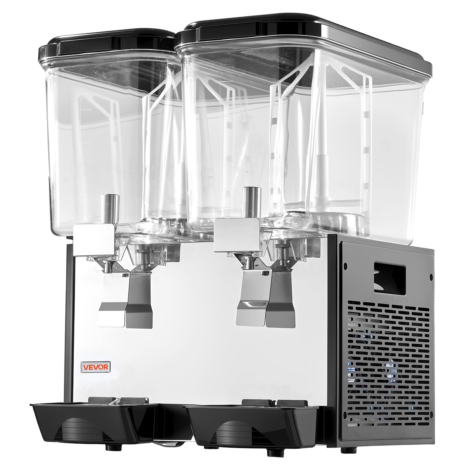 VEVOR Commercial Beverage Dispenser 2 Tanks 18 L / 19 QT Per Tank, Stainless Steel Juice Dispenser, Ice Tea Drink Machine with 45℉ to 54℉ Cooling Temperature, for Cold Drink Restaurant Bar Party