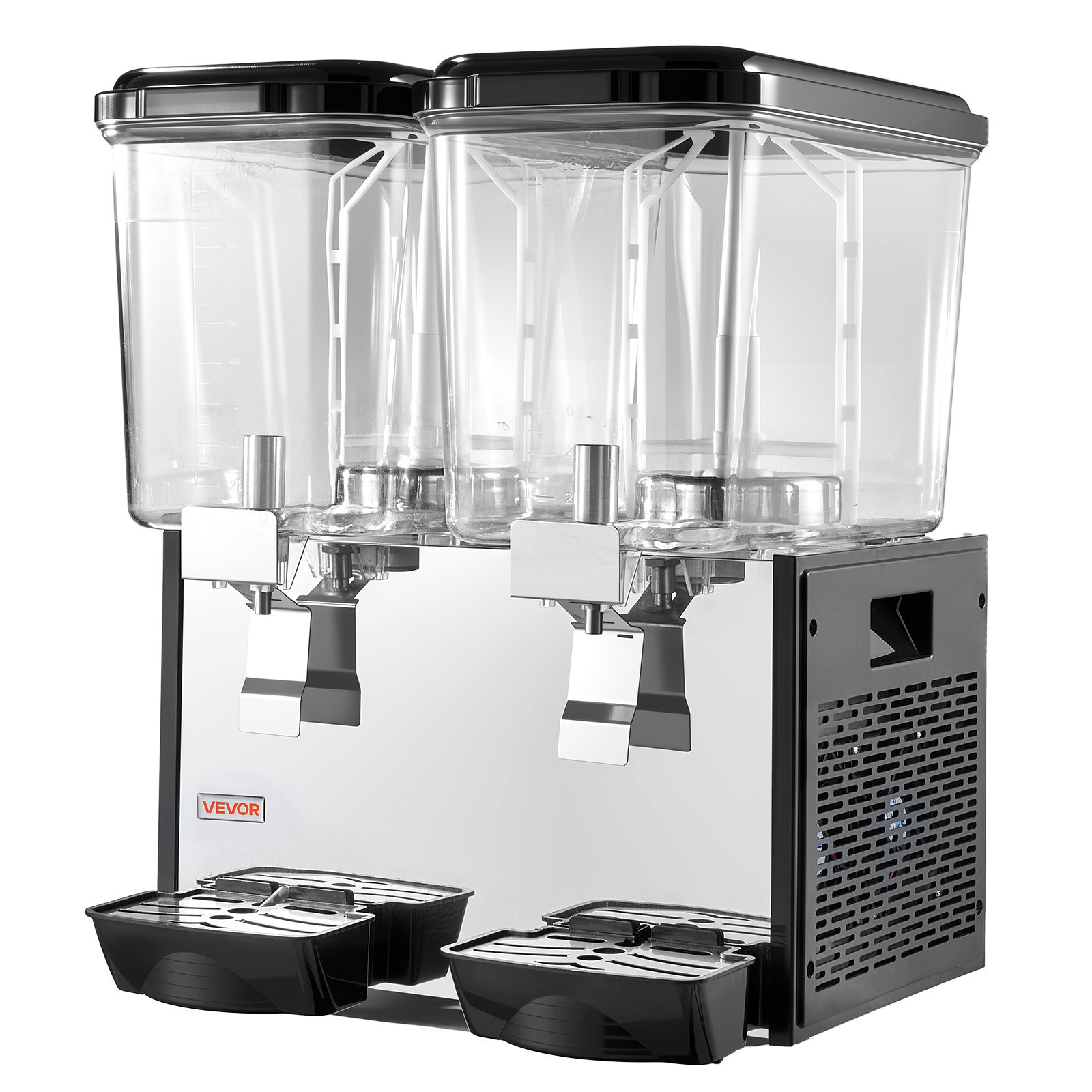 VEVOR Commercial Beverage Dispenser 2 Tanks 18 L / 19 QT Per Tank, Stainless Steel Juice Dispenser, Ice Tea Drink Machine with 45℉ to 54℉ Cooling Temperature, for Cold Drink Restaurant Bar Party