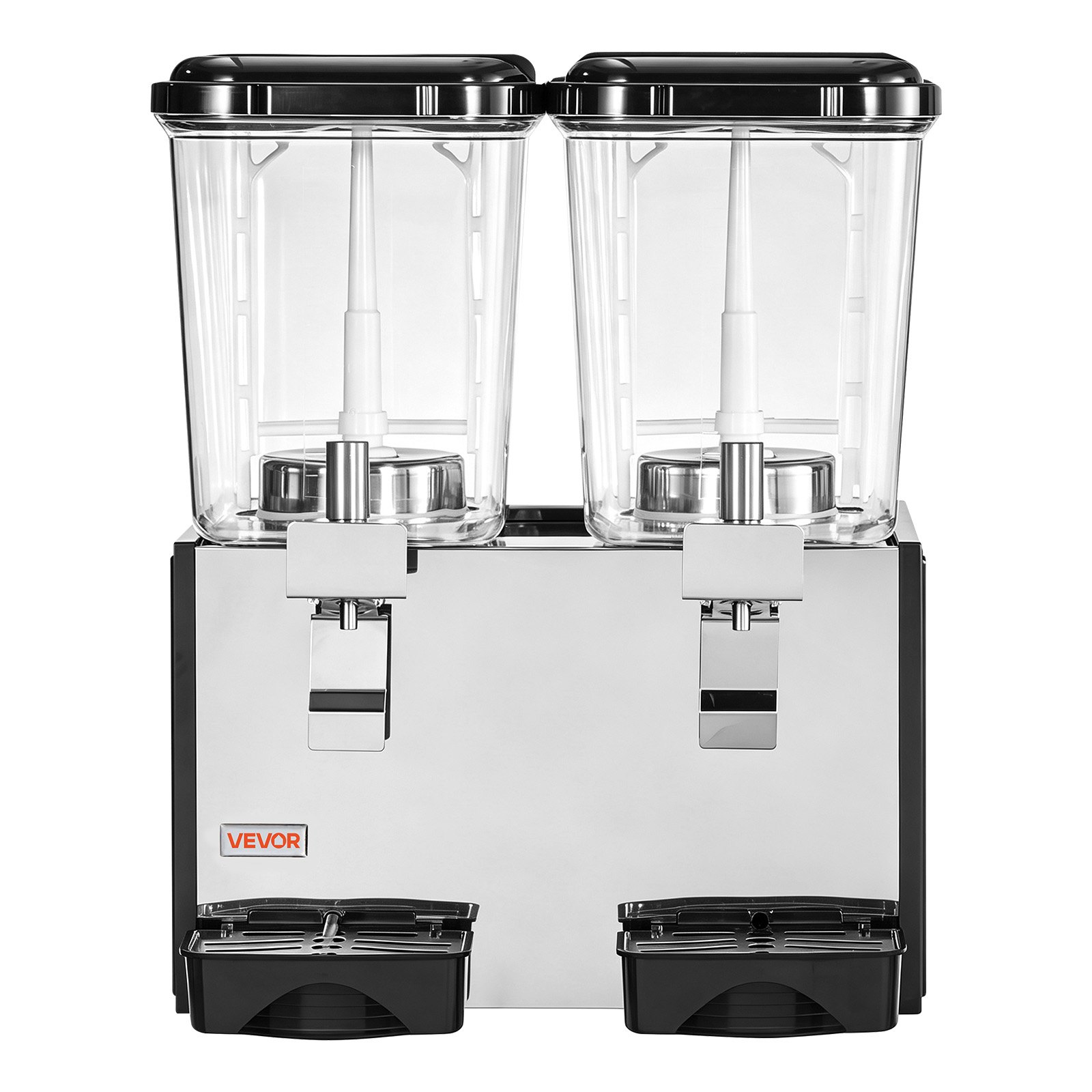 VEVOR Commercial Beverage Dispenser 2 Tanks 18 L / 19 QT Per Tank, Stainless Steel Juice Dispenser, Ice Tea Drink Machine with 45℉ to 54℉ Cooling Temperature, for Cold Drink Restaurant Bar Party