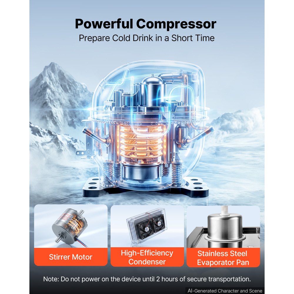 VEVOR Commercial Beverage Dispenser 2 Tanks 10 L / 10.6 QT Per Tank, Stainless Steel Juice Dispenser, Ice Tea Drink Machine with 45℉ to 54℉ Cooling Temperature, for Cold Drink Restaurant Bar Party