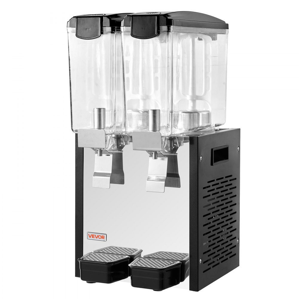 VEVOR Commercial Beverage Dispenser 2 Tanks 10 L / 10.6 QT Per Tank, Stainless Steel Juice Dispenser, Ice Tea Drink Machine with 45℉ to 54℉ Cooling Temperature, for Cold Drink Restaurant Bar Party