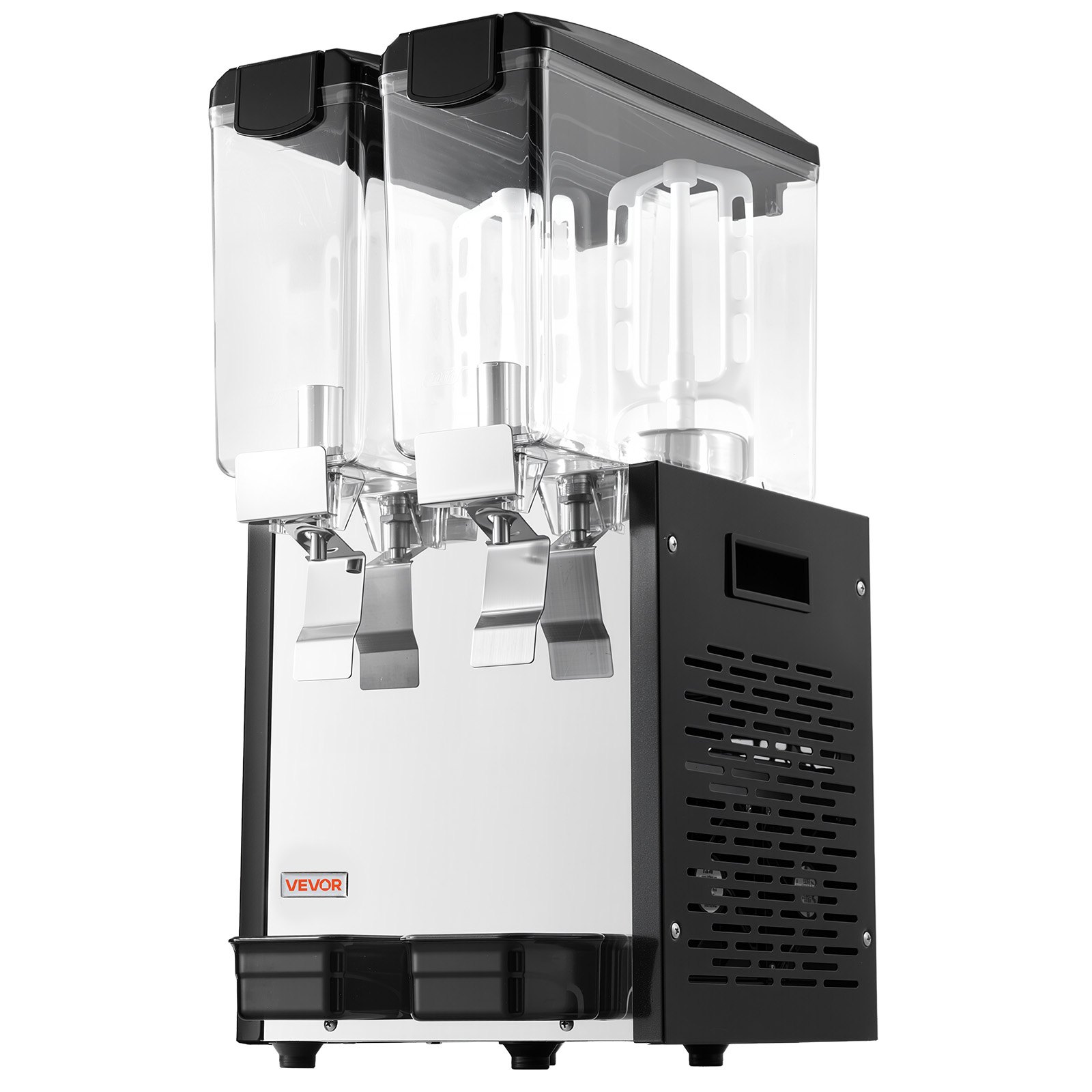 VEVOR Commercial Beverage Dispenser 2 Tanks 10 L / 10.6 QT Per Tank, Stainless Steel Juice Dispenser, Ice Tea Drink Machine with 45℉ to 54℉ Cooling Temperature, for Cold Drink Restaurant Bar Party